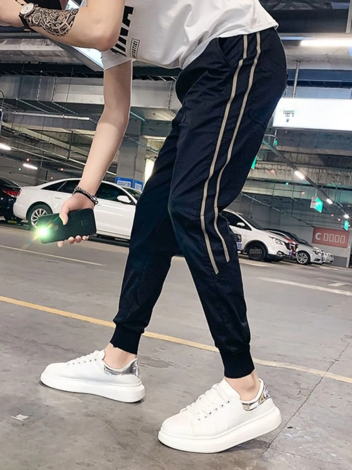 

Модные повседневные брюки для мужчин, облегающие, с манжетами, укороченные, в стиле Харадзюку, длинные, осенние, в уличном стиле, для молодых мужчин