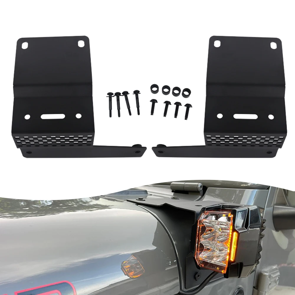 

Монтажный кронштейн светодиодных противотуманных фар на стойке A-Pillar для Jeep Wrangler JL 2018-2025 гг., крепление для капота, кронштейны для рабочих фар вождения