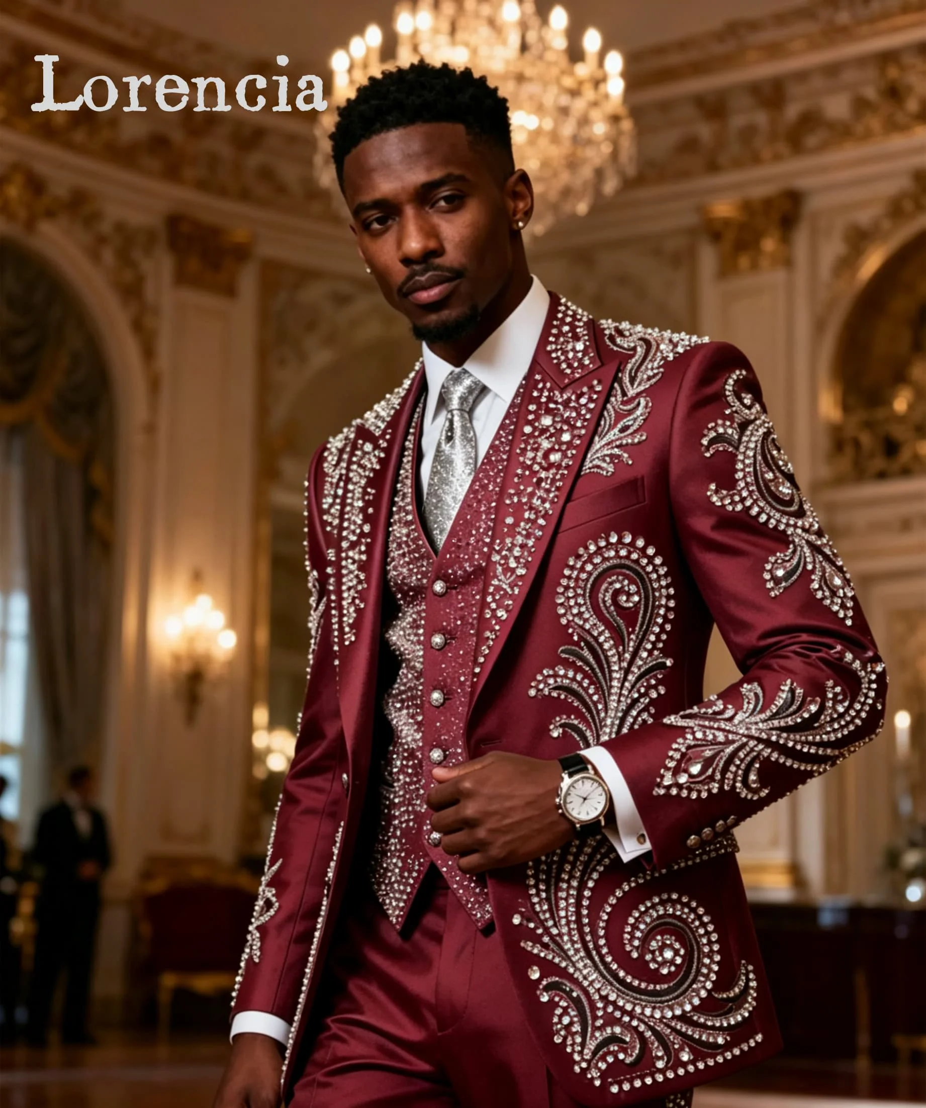 High End Rhinestone Men Suits Slim Fit Glitter Groom Wedding Party Tuxedos Customized 3 Pieces Sets Male Blazers Costume Homme