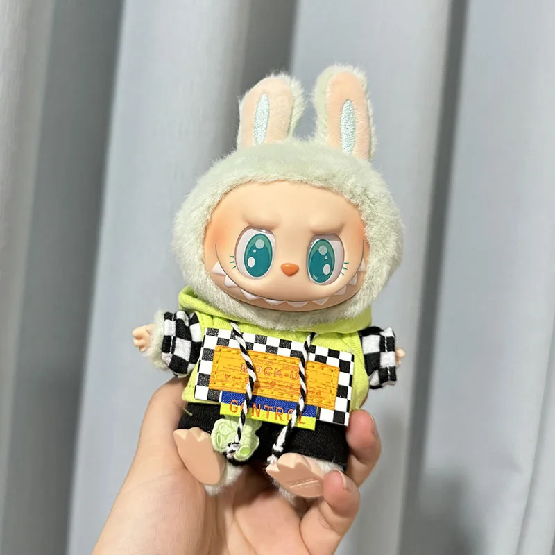 Pakaian boneka Labubu, 17cm pakaian idola Labubu setelan penerbangan Beruang aksesoris Fashion untuk Korea Kpop Exo duduk pesta pakaian hadiah DIY