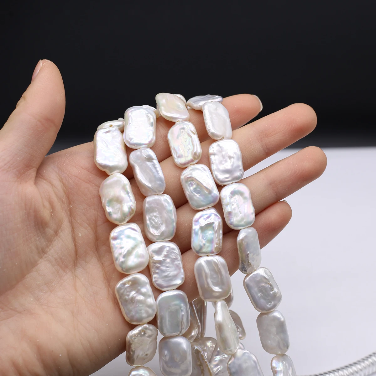 13x18mm Natural Freshwater Pearl Rectangular Bead Baroque Exquisite Gift  Women Jewelry Make DIY Necklace Bracelet Accessories