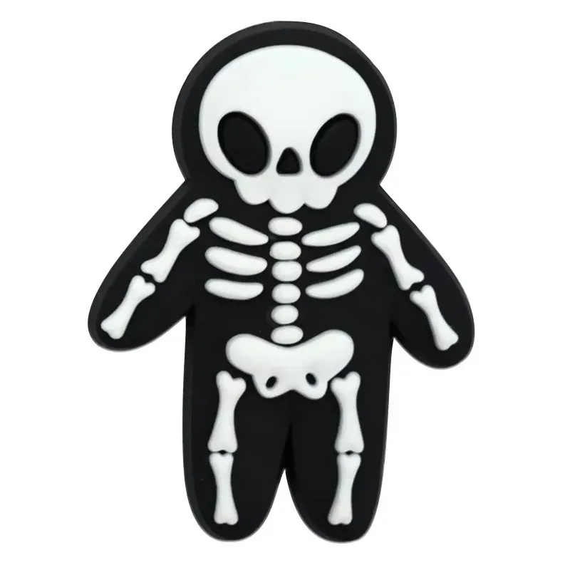 1-12Pcs Cartoon Skull Ghost Bell Pumpkin PVC Shoe Charms Buckle Clog Hole Shoes Ornaments Garden Shoes Accessories Holiday Gift
