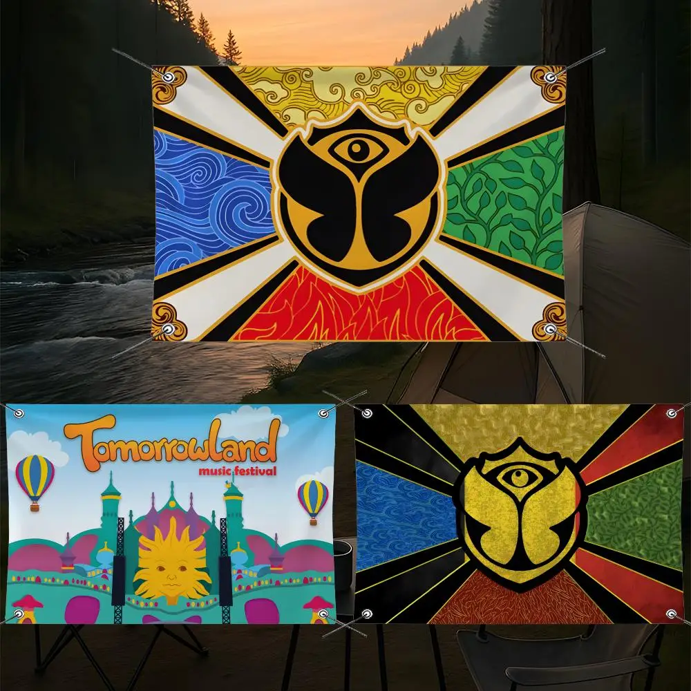Festival T-Tomorrowland Flags Cozy Home Unhemmed Flag 4 Corner Grommets Anti-Wrinkle Waterproof Indoor