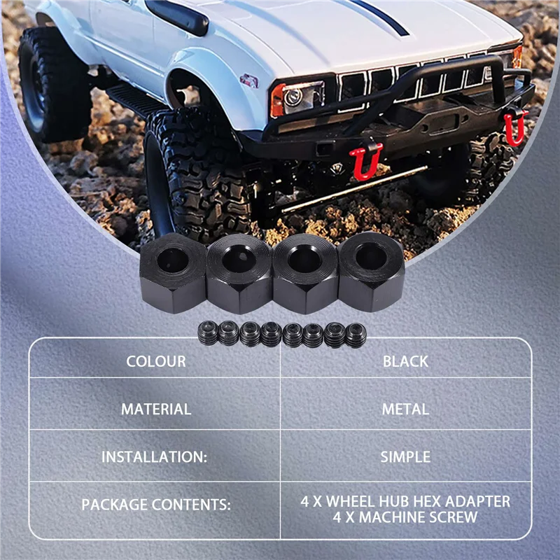 4PCS 5Mm To 12Mm Metal Combiner Wheel Hub Hex Adapter For WPL D12 C14 C24 B14 B16 MN D90 D91 RC Car Upgrade Parts