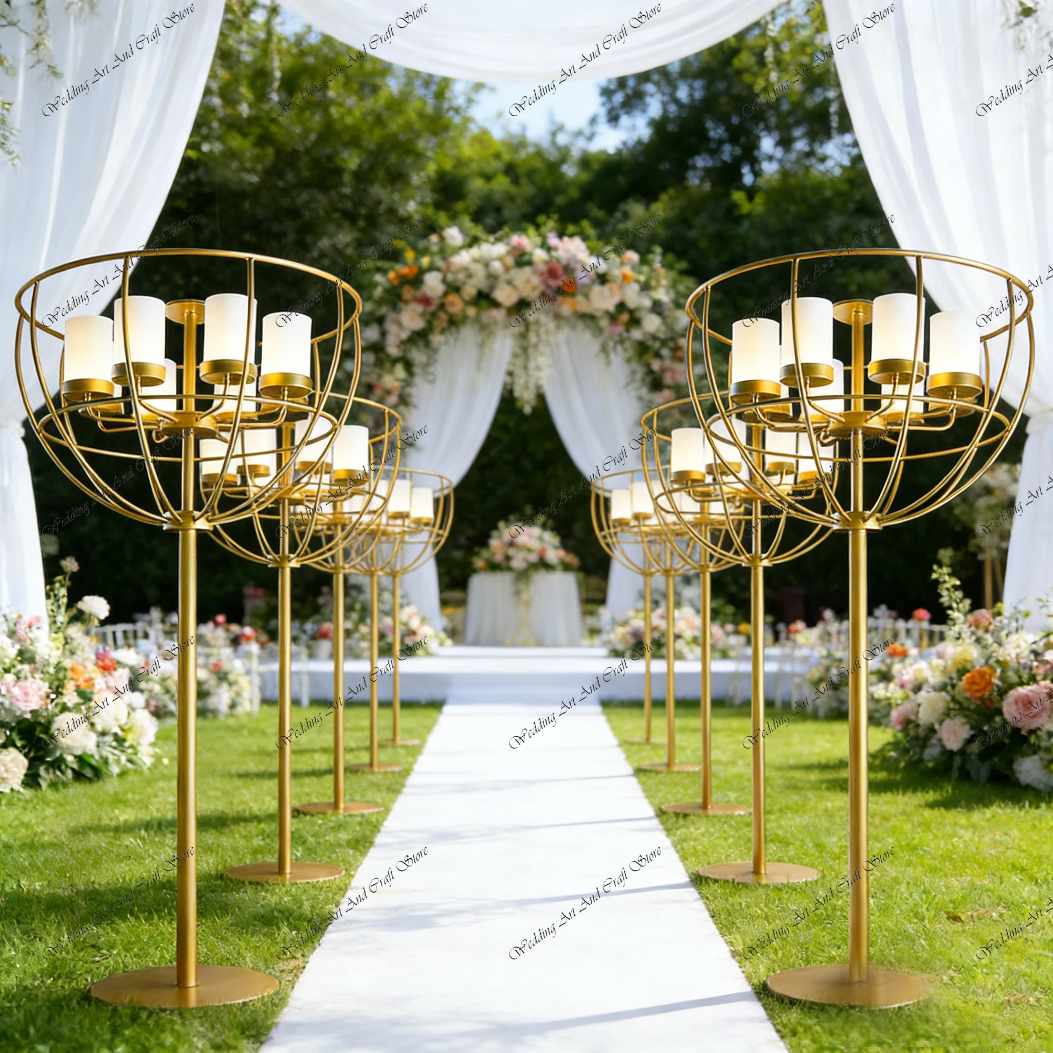 

Набор из 4/6 шт. светодиодных свечей F30 115 см с 8 изменяемыми цветами, золотые подсвечники-стаканы для центрального украшения стола на свадьбу, ivy869