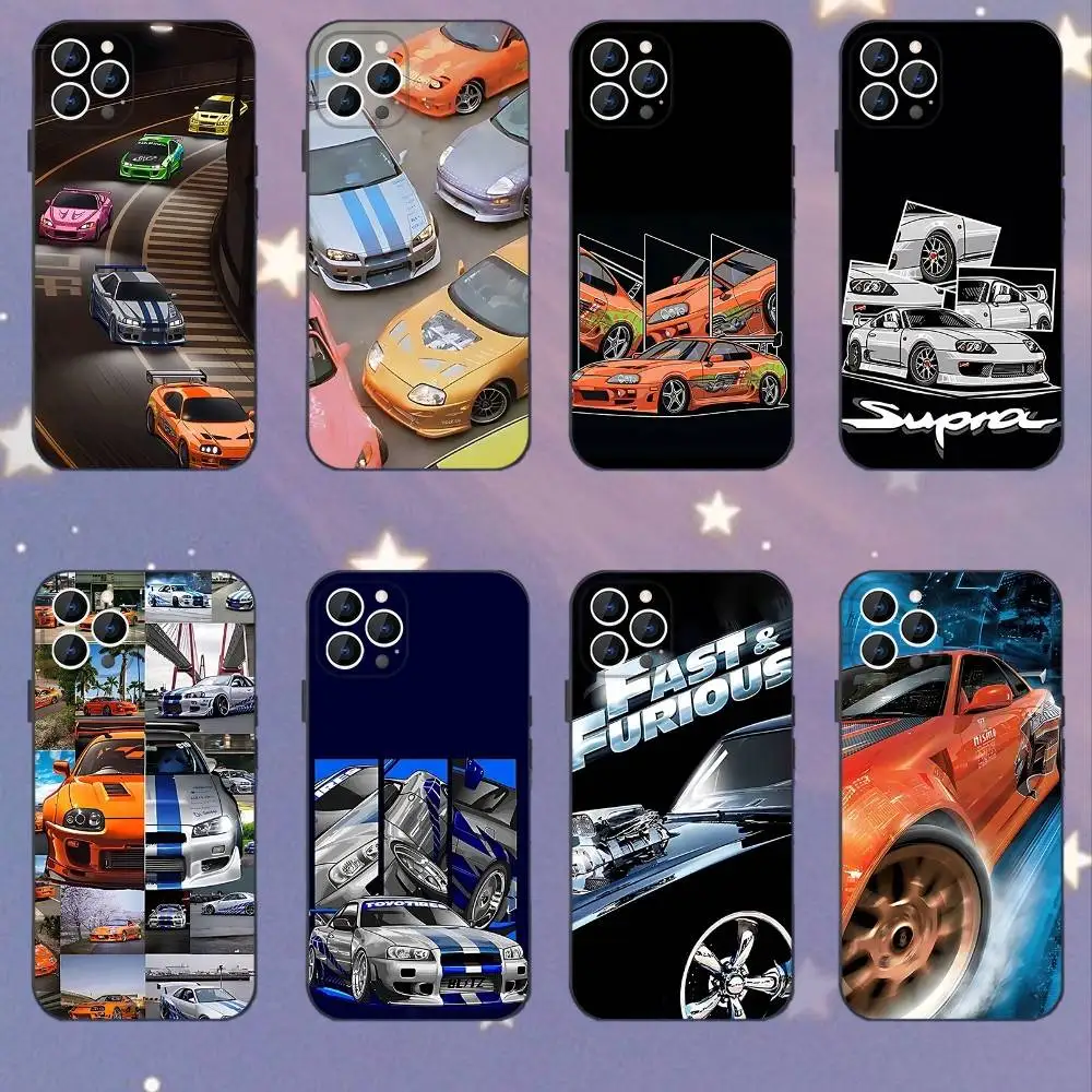 

Cars of F-Fast F-Furious Phone Case For iPhone 17,16,15,14,13,12,11,Pro,XS,Max,XR,Plus,E,SE4,Mini Black Soft Cover