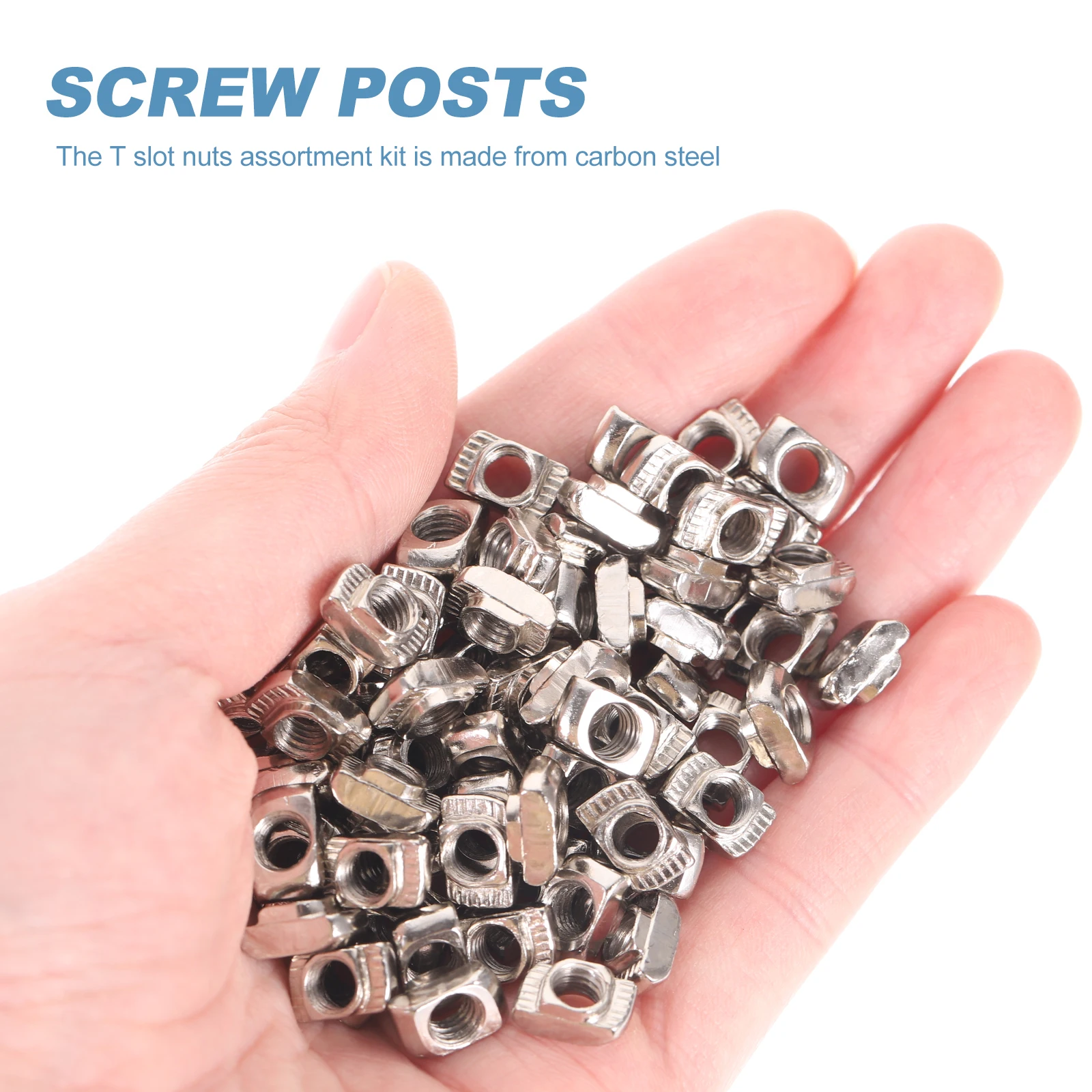 

200pcs Aluminum Profile T-Nuts Carbon Steel European T Nut M5X10X6 Silver Hex Threaded Fasteners For Repairing Construction