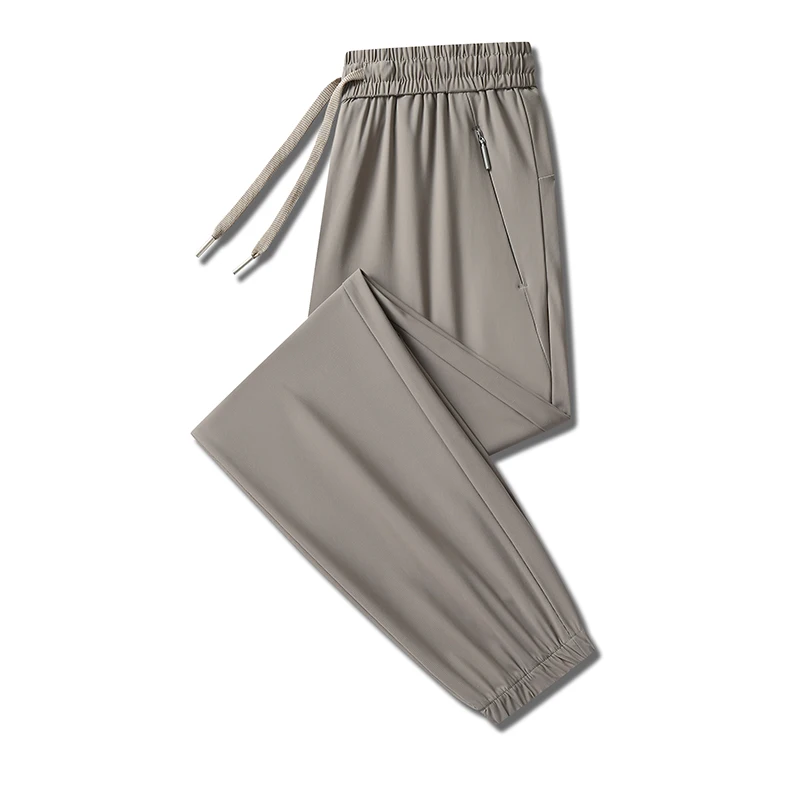 New Men'S Summer Sports High Elasticity Loose Thin Quick Drying Sports Pants Fashion Versatile Casual Ice Silk 9-Point Trousers