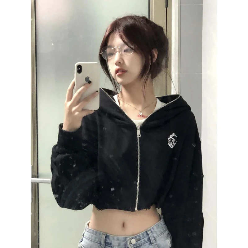 

Sweet Street Star-shape Embroidery Kawaii Hoodies Coats Women Autumn Winter Women's Sweatshirt Cardigan Korean Fashion Zip Hoody