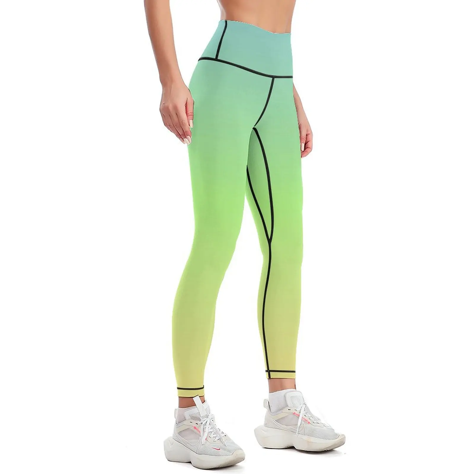 Pastel Blue Green and Yellow Ombre Gradient Leggings sports shirts gym joggers for Pants sport Womens Leggings