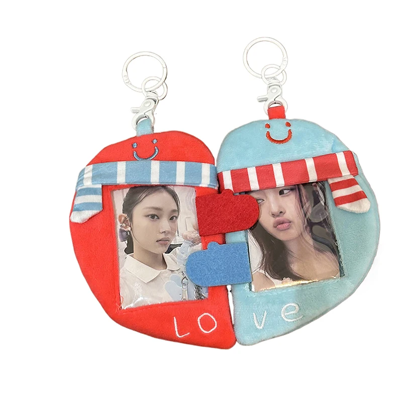 Kawaii Heart Card Holders Love Couple Photocard Pendant Creative Keychain Idol Photocard Sleeves Kpop Photocard Holder