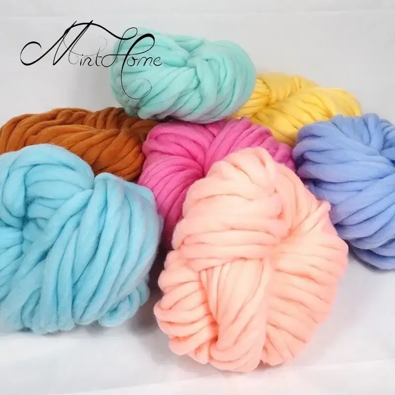 Minthome 0.2s Wool Imitation Wool Thick Thread, Hand Woven Large Thickness Scarf Thread, Blanket Thread, Hat Yarn 250g/roll