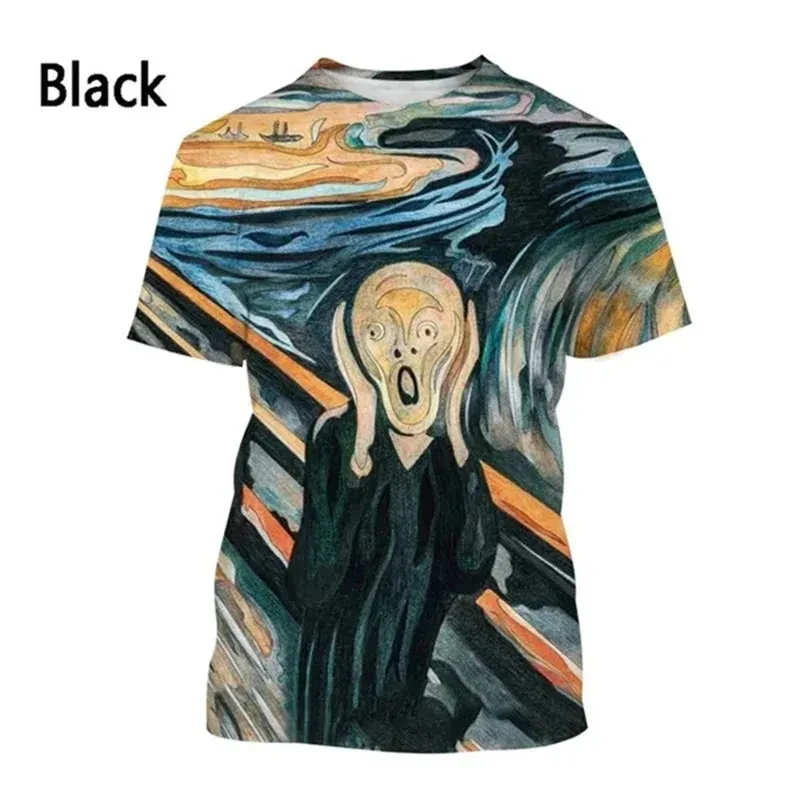 Art Oil Painting Graphic T Shirt For Men Starry Night 3D Printed T-Shirts Summer Casual Short Sleeve Round Neck Loose Tees Tops