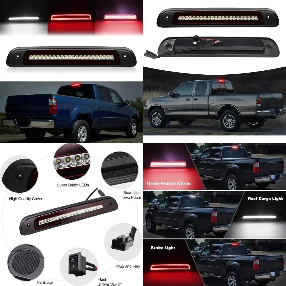 

Universal LED 3rd Brake Light for Tundra 2000-2006, Waterproof F1 Style Strobe Roof Cargo Light, Clear Lens, Plug and Play Compa