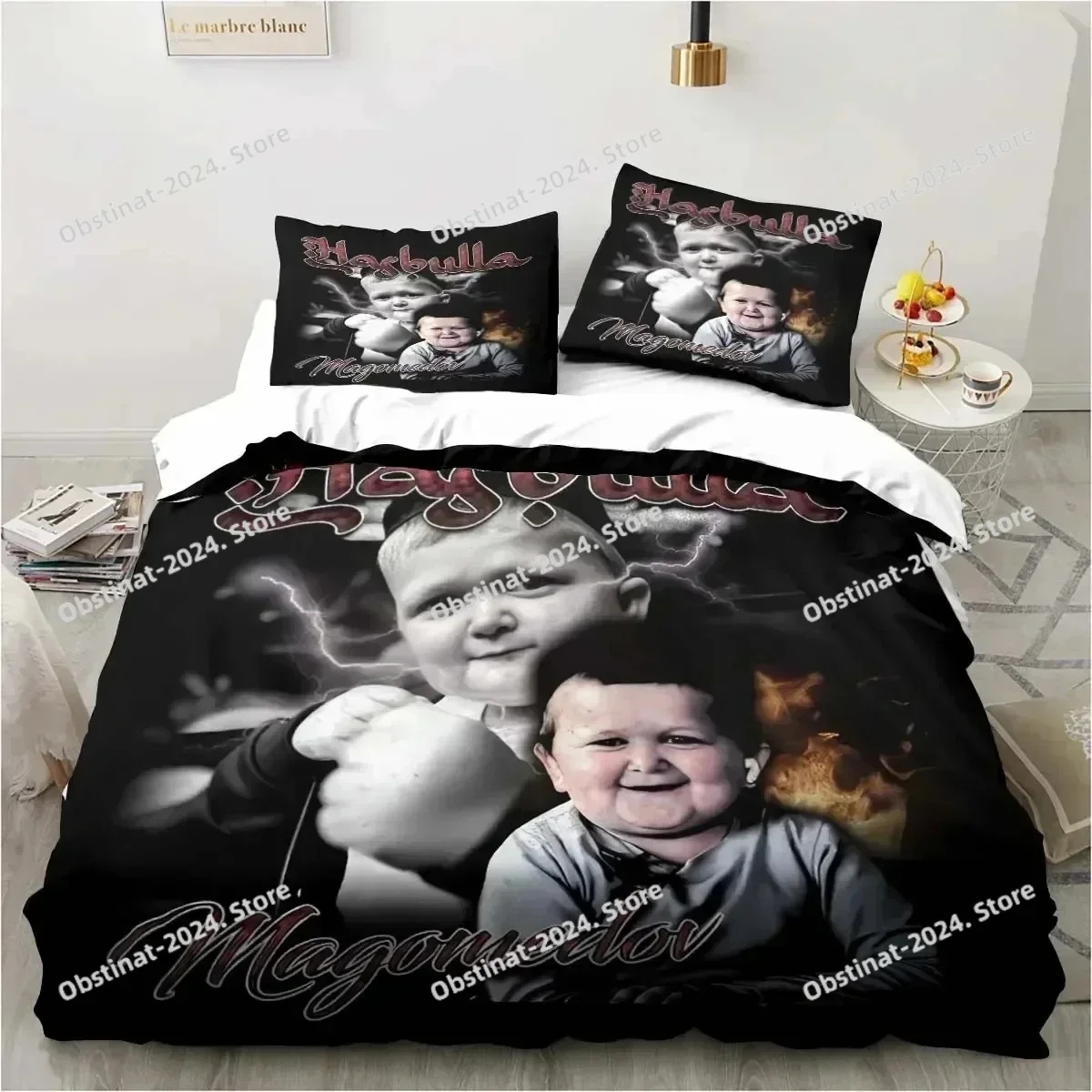 Hasbulla Magomedov Fighting Meme Bedding Set Printed single Comforter Quilt Duvet Cover Pillow Case 3 Pieces Set Kids Adult Size