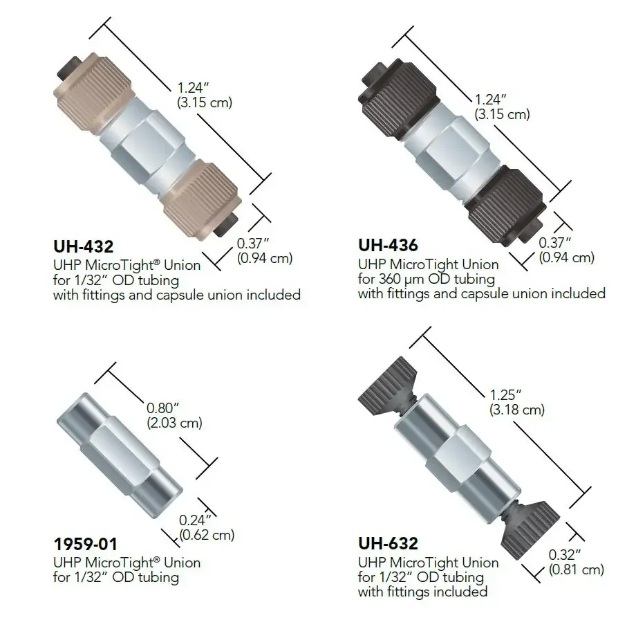 IDEX liquid phase UHPLC1/32 360 μ M stainless steel zero dead volume two-way UH-432 - 436 - 632