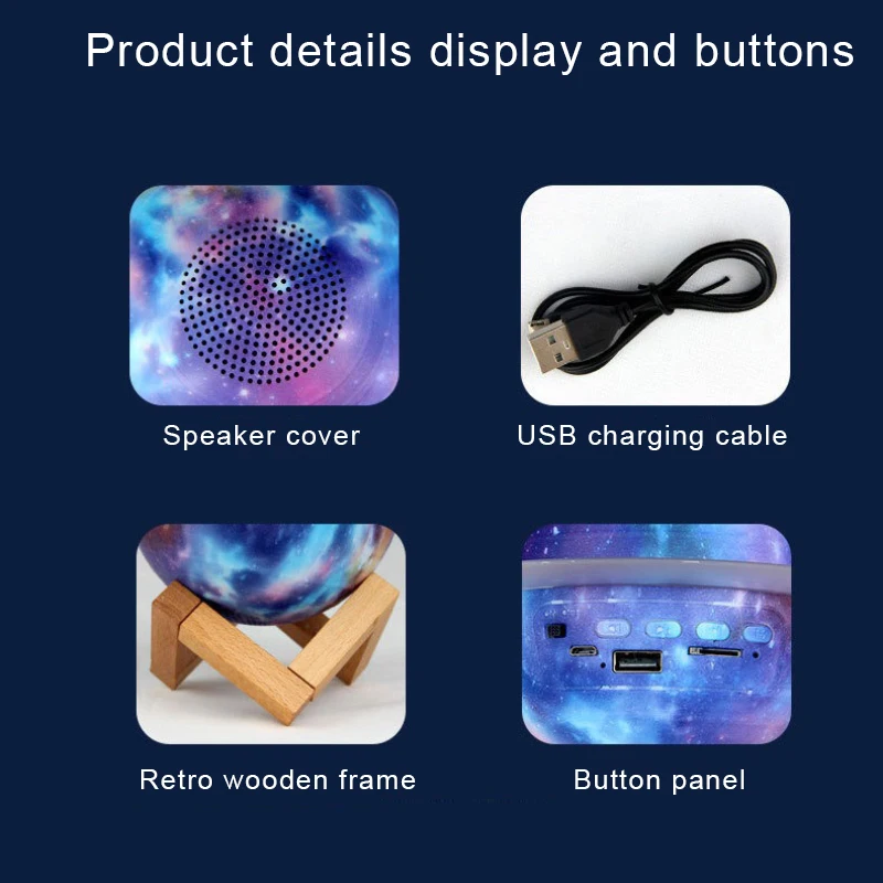 Saturn Bluetooth Speaker Night Light, Romantic Colorful Lights, Bluetooth 5.0, Home Decor Ornament Gift, Bedroom HiFi Lighting