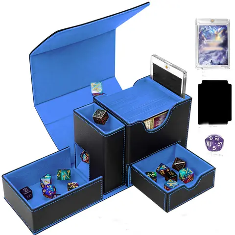 Card box display window trading card new PU leather window opening card box Dice Tower 120+storage box Commander Game King
