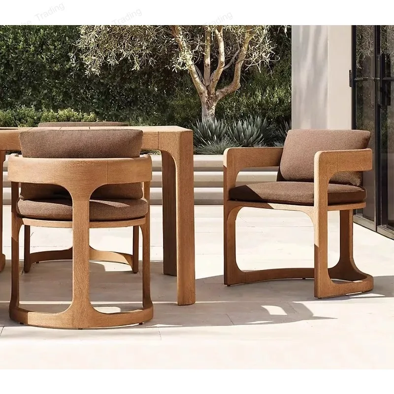 Outdoor antiseptic teak tables and chairs courtyard hotel villa open-air outdoor waterproof and sun protection