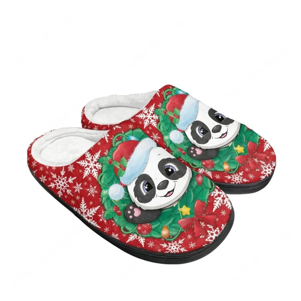

Рождественские милые плюшевые тапочки с пандой, снежинками и таксой, розовые, домашние, хлопковые, для мужчин, женщин и подростков, теплые, на заказ
