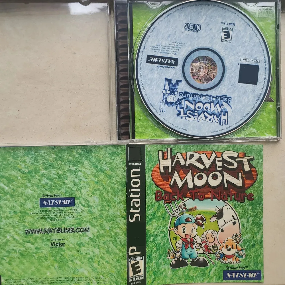 PS1 Harvest Moon Back to Nature With Manual Copy Disc Game Unlock Console Station 1 Retro Optical Driver Video Game Parts