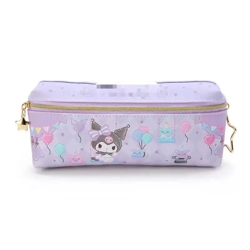 6 pcs/lot Sanrio Kawaii Kuromi Melody Cinnamoroll Pencil Case Cute PU Pencil Box Stationery Pen Bag Stationery School Supplies