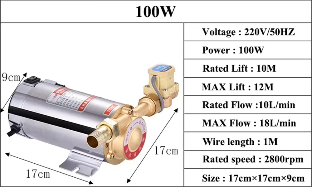 Household Mute Booster Pump For Tap Water Pipeline Heater With Automatic Flow Switch Solar Energy Panels Hot And Cold Water