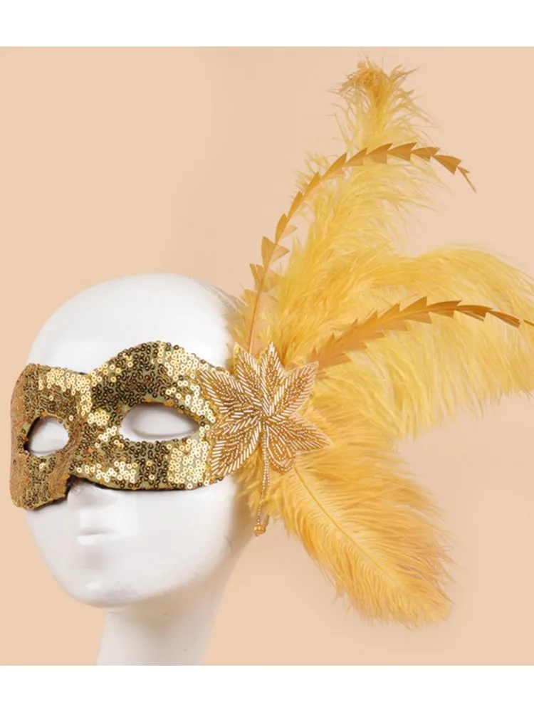 Masque pour les yeux Sexy plume paillettes gland vénitien mascarade bal Halloween fête déguisement accessoires de déguisement dame masque facial