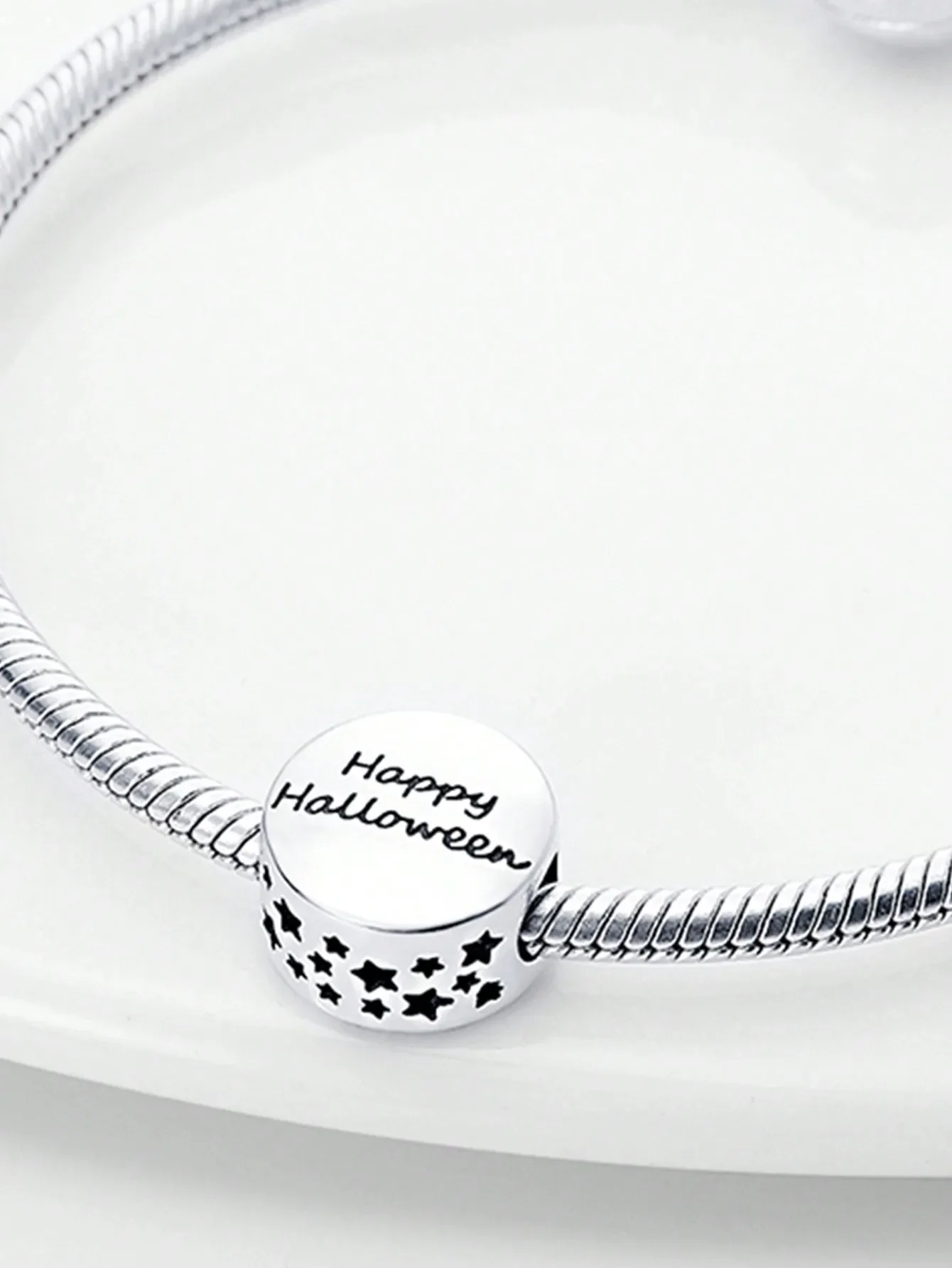 2025 Hot Sale Charms Bead 925 Sterling Silver Women's Halloween skull ghost heartshaped Fit Bangle Bracelet Necklace DIY Jewelry
