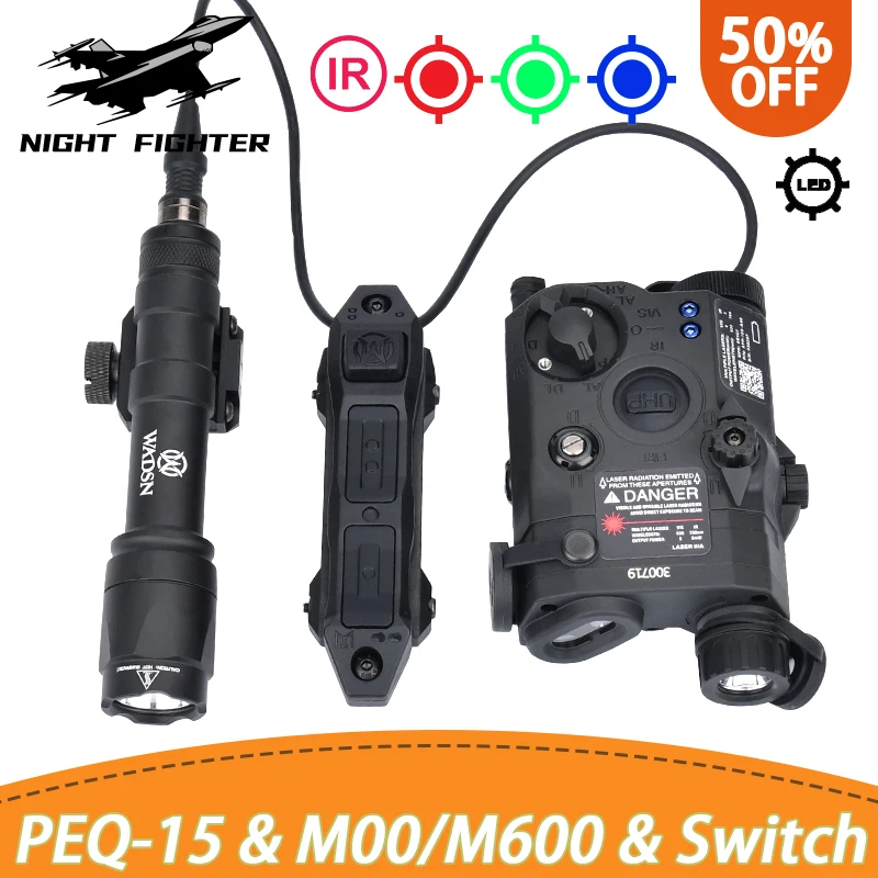 

PEQ15 UHP Wadsn Laser M600 M600C Flashlight Set Red Green Sight Ray Infrared LED Lamp With Dual Switch Fit 20mm Picatinny Rail