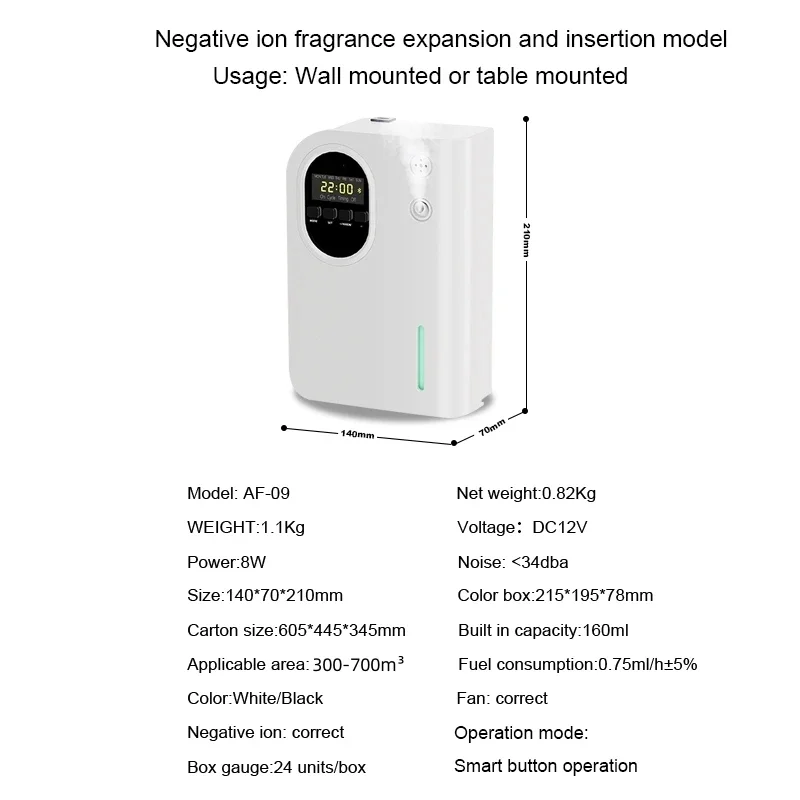 موزع زيت روائح كهربائية ، واحة عطرية ، سعة زيت أساسي ، معطر هواء ، تحكم بالبلوتوث ، مبخرة ، m ³ ، بخور