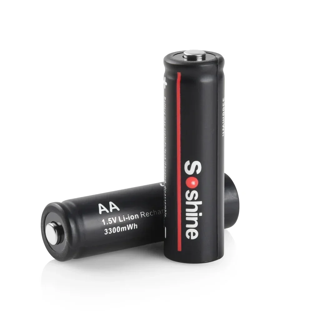 Soshine 1.5V AA Lithium Rechargeable Battery with Charger 1.5V 2A 3300mwh Lithium Li-ion Battery for Toys Remote Control Camera