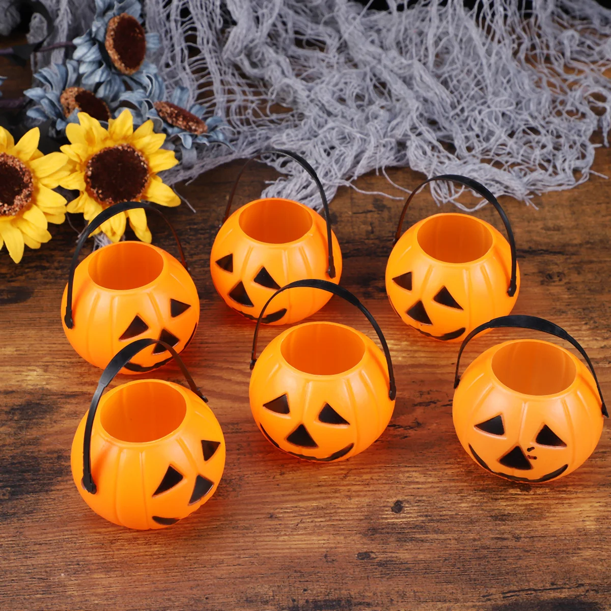 

6 Pcs Halloween Pendant Decorations Indoor Bucket Candy Barrel Bulk Props Pumpkin for