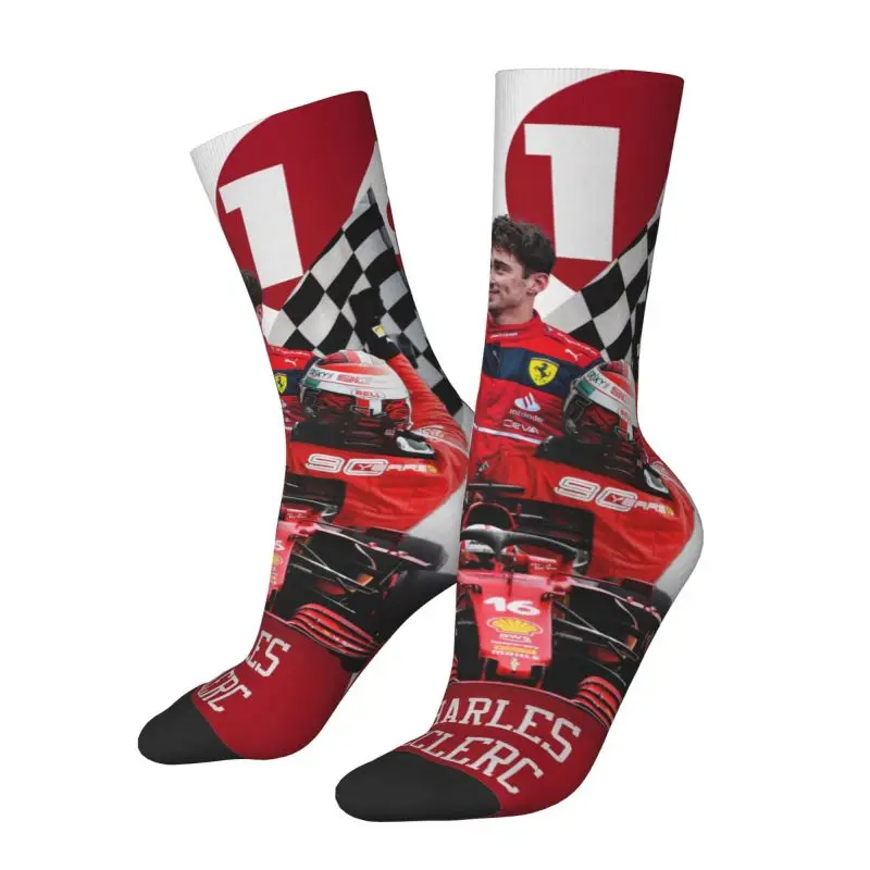 Formula One Racing Driver Leclerc Charles Men\'s Crew Socks Unisex Cute Spring Summer Autumn Winter Dress Socks