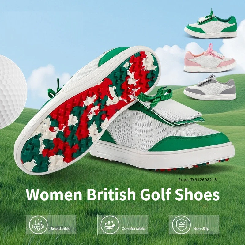 

Blktee Women Golf Shoes Waterproof Lightweight Tassels Sneakers Ladies Breathable Non-Slip Trainers British Style Leisure Shoes