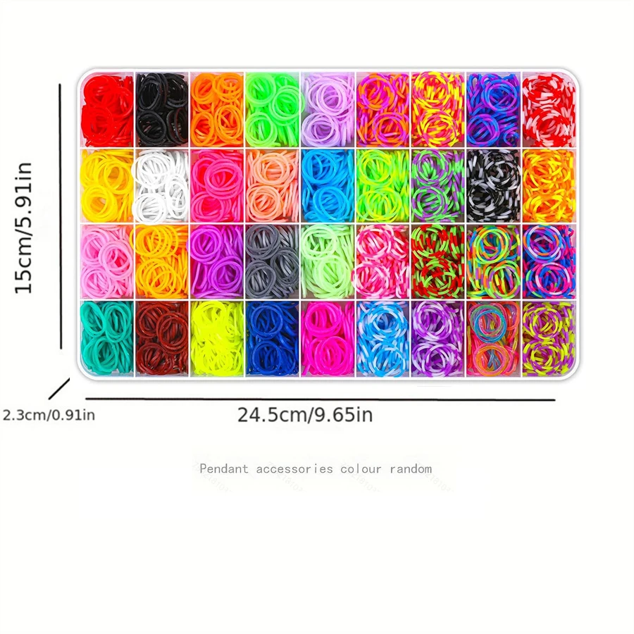DIY Loom Bands Kit, 2900PCS+ 36Grids 36 Colors Colorful Rubber Bands Looming Kit For DIY Refill Bracelet Making Craft Kits, Larg