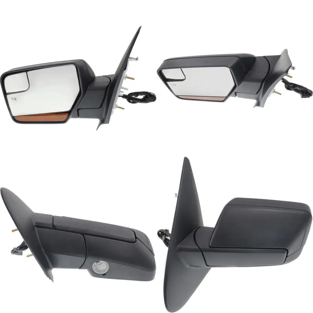 Power Heated Door Mirrors with Signal, Memory, Puddle Lamp for 2007-2017 Ford Expedition, Textured Finish, Driver Side