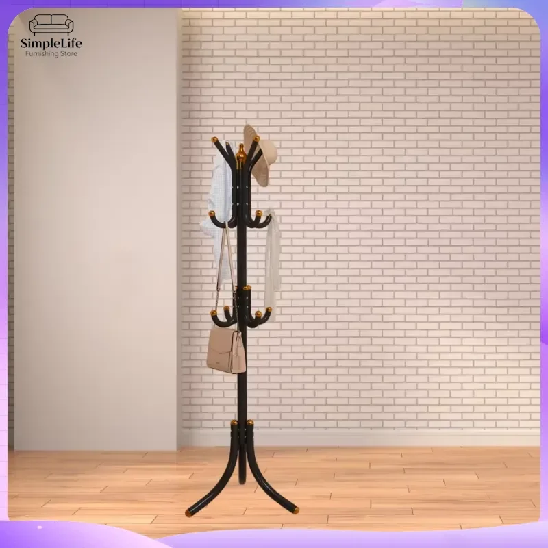Metal Coat Rack Stand Free Standing Hall Tree with Hooks for Hats Jackets Bags Umbrellas Living Room Entryway Corner Clothes