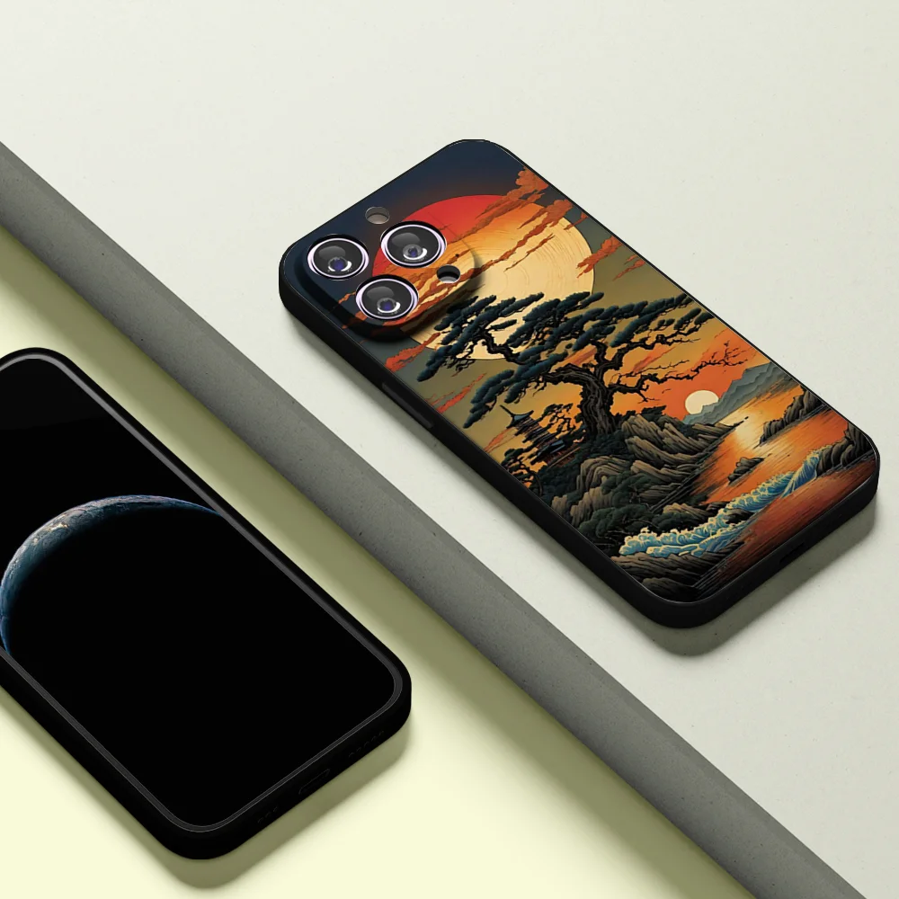 

Modern Japanese Art Phone Case For IPhone16 15 14 13 12 Mini 11 Pro XS Max X XR SE5 6 7 8 Plus Soft Silicone Cover