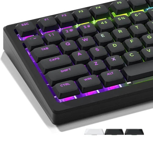 Teclas XVX negras de perfil bajo, 127 teclas, teclado de doble disparo, teclas PBT que brillan a través de teclados bajos