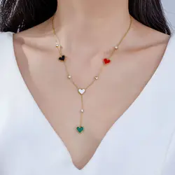 316L Stainless Steel New Fashion Fine Jewelry Natural Shells Zircon Butterfly Charm Chain Choker Necklaces Pendants For Women