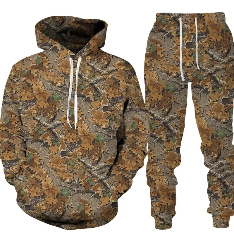 Hoodies Set Boys Cool Camouflage Hunting Animal 3D Printing Hoodies Sweatshirt Boys Tracksuit 2 Piece Set Sportwear Unisex Suits