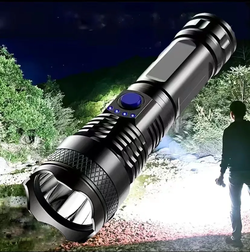 Powerful xhp70LED Tactical Flashlight 5 Modes USB Zoom Waterproof 18650 or 26650 Battery Best for Camping Outdoor Emergency