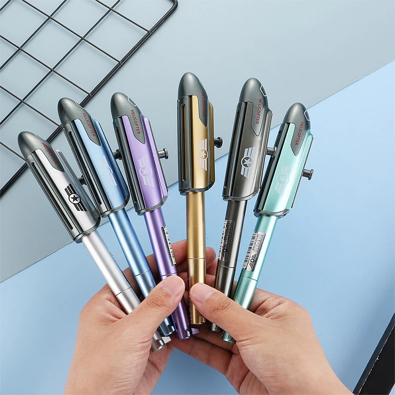 1Pcs Creative Helicopter Metal Gel Pen 0.5mm Writing Novelty Kids Toys Gifts Pen School Office Stationery Supplies