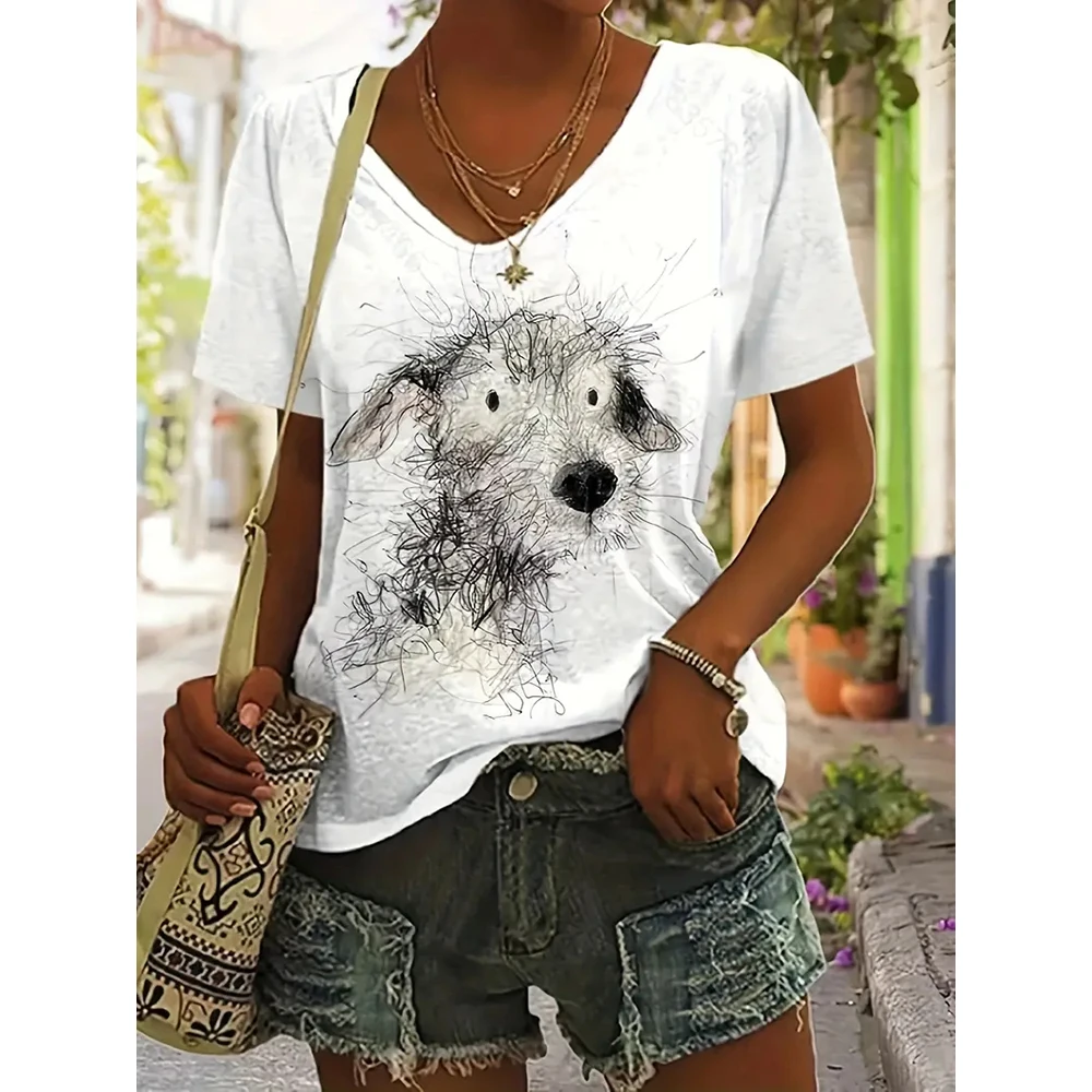 Cute Animal Cartoon Dog Women's T-Shirts 3d Print T-Shirtharajuku Casual Short Sleeve Top Tee O Neck Oversized Female Clothing