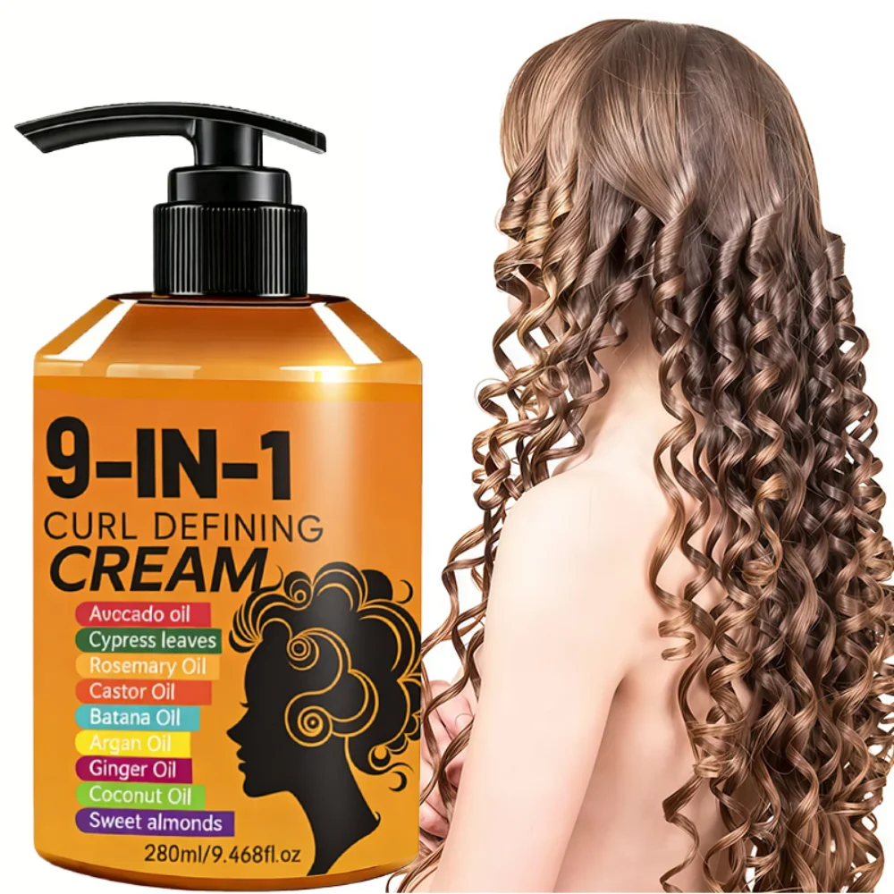 280ml Curly Hair Styling Cream, Moisturizing and Smoothing Formula, Enhances the Elasticity and Shine of Curly Hair, Easy to Set view 3