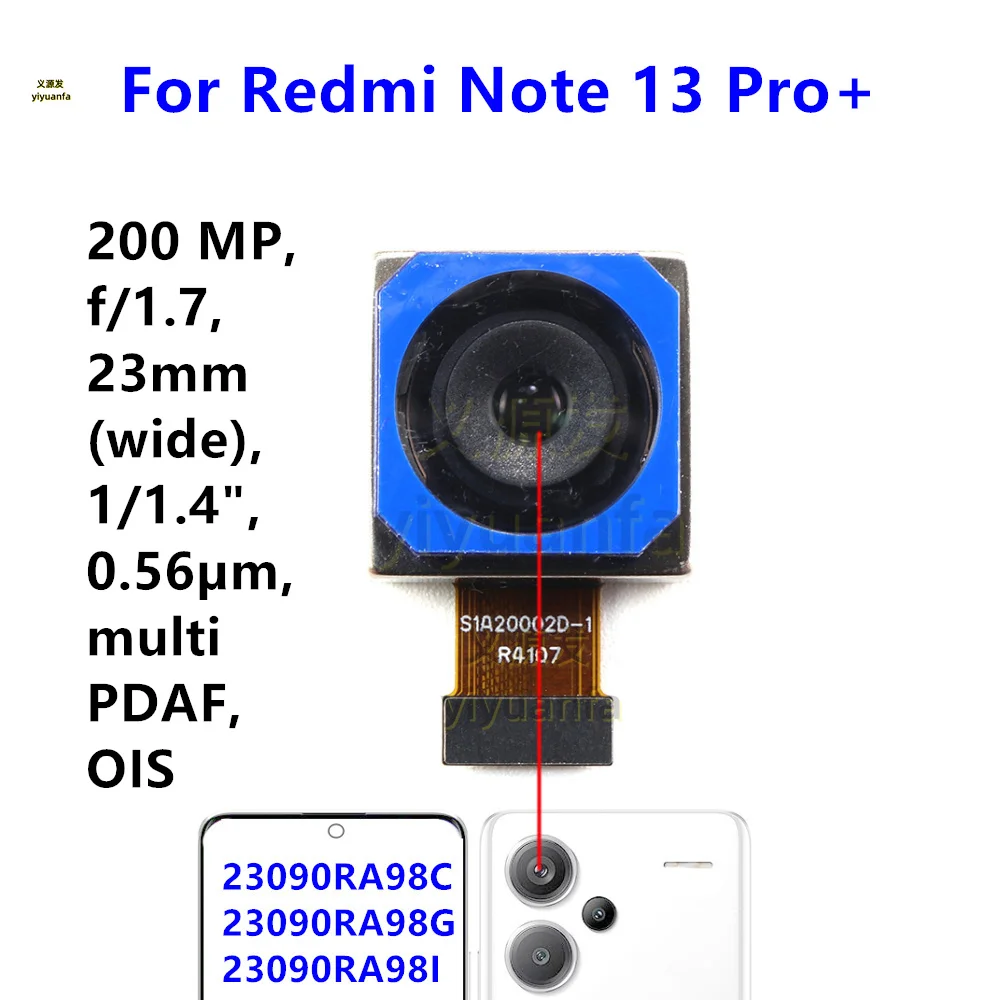 Front Rear Back Camera For Xiaomi Redmi Note 13 Pro+ 5G Main Facing Camera Module Flex Cable Replacement Spare Parts