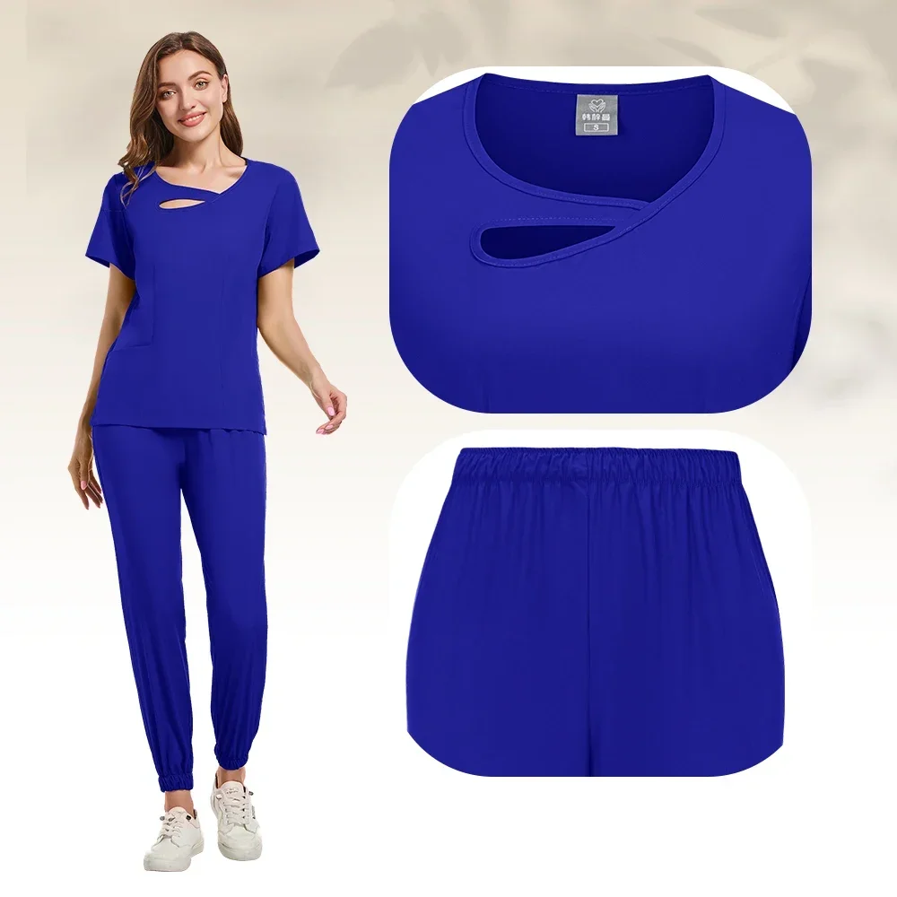 치과 용품 세트, 미용실 작업복, 반팔 상의, 스크럽 세트, 수술 및 임상용 의류, 패션