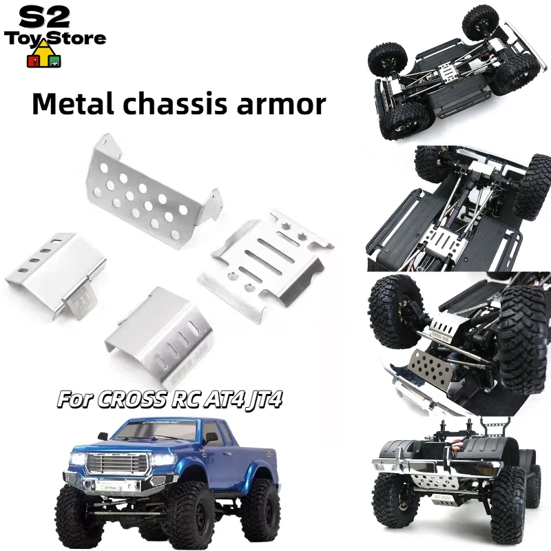 T-POWER Stainless Steel Chassis Armor Upgrade Parts For Cross RC AT4 JT4 NT4 RC Crawler Bottom Protection Guard Plates