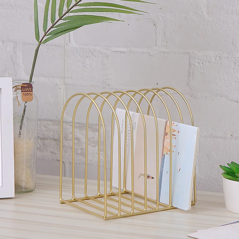 

Iron Magazine Holder Countertop Desk Organizer Multifunctional Storage for Books Folders Files Home Office